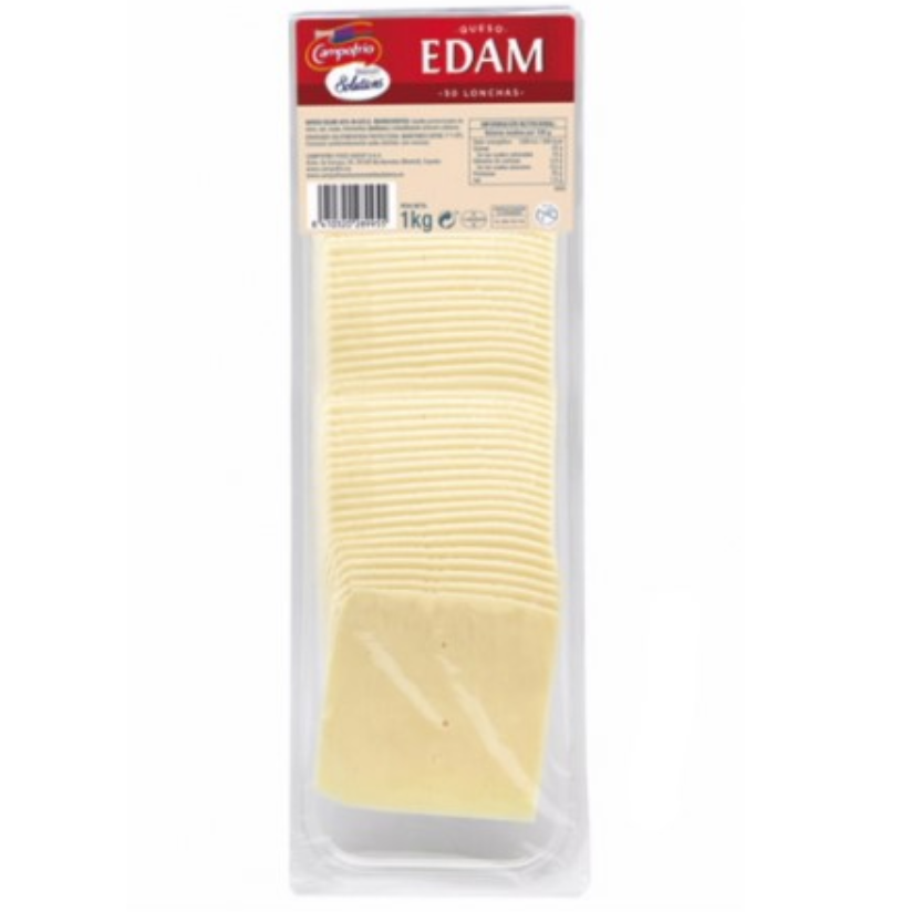 QUESO EDAM 40% MG/ES CF LONCHAS 4 X 1KG PAQUETE 4KG