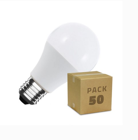 Caja De 50 Bombillas Led E27 A60 12W Blanco